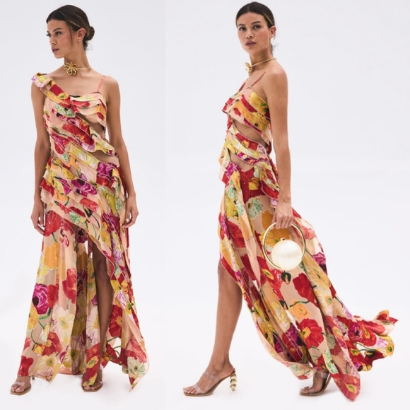 NWT Cult Gaia Whitney Silk Gown Large - Picture 2 of 12